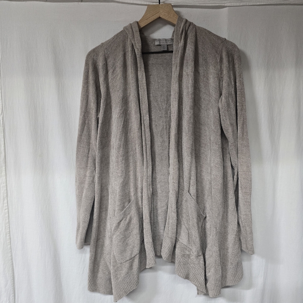 barefoot dreams cozychic lite cardigan sweater Tan Taupe open front‎ Size M